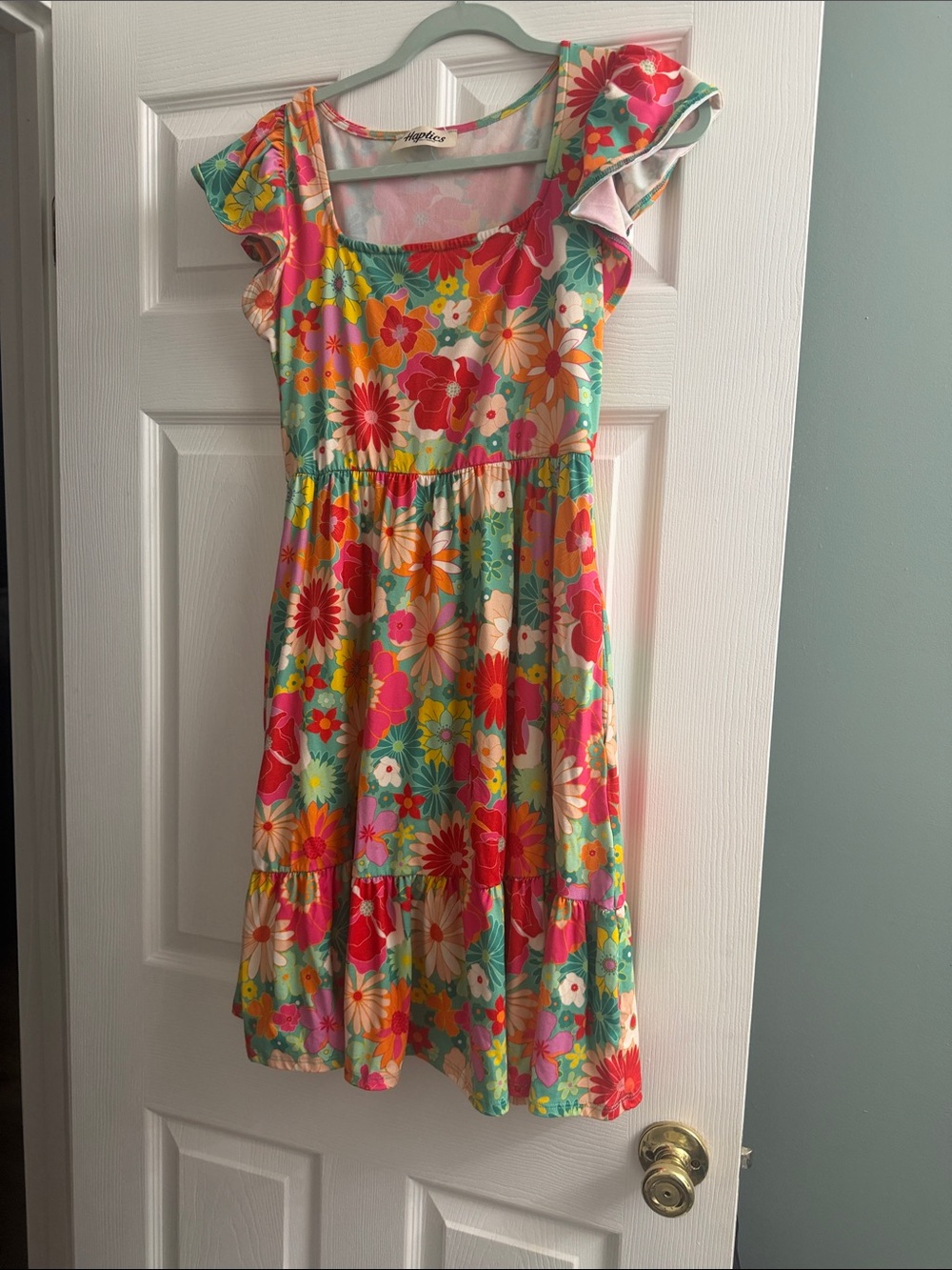 Girls Floral Flutter-Sleeve Dress - Bright Multi by no brand